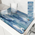 Axyaa Watercolor Square Dry Mat for Dishes & Cups - Absorbent & Anti-slip