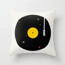 Yellow Geometric Polyester Cushion Cover by Axyaa - Modern Black Letter Pillow Cover