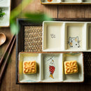 Axya Cat Fish Ceramic Platter: Three-Style Dish, Barbecue Meat Sauce Dish, Commercial Dish