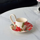 Axyaa Long-handled Iris Coffee Cup and Saucer Set