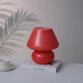 Large Glass Mushroom Lamp with Tricolored LED Bulb - Axyaa Nightstand Light