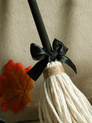 Axyaa Halloween Witch Broom Decor Set - Gothic Tabletop Ornaments & Handmade Craft