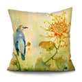 Axyaa Bird Oil Painting Cushion Cover - Chinese Style Home Decor