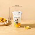 Axyaa Cute Korean Glass Water Bottle with Straw, Lid: 480ml Breakfast Glass Cups