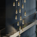 Axyaa Light Luxury Villa Crystal Chandelier Spiral Staircase LED Chandelier