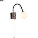 Axyaa Glass Ball LED Wall Lamps Black Hose Adjustable Wood Bathroom Lights
