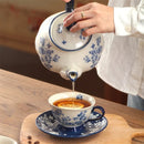 Axyaa Retro Flower Ceramic Coffee Cup&Saucer Set Elegant Teaware
