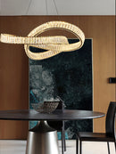 Axyaa Crystal Ribbon Luxury Chandelier Pendant Light - Modern Designer LED Ceiling Lamp