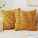 Axyaa Tripe Stripe Corduroy Cushion Cover 18x18 Inch - Boho Chic Home Decor for Living Room