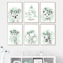 Axyaa Animal Lion Koala Green Wall Poster Nursery Art Prints Canvas Painting