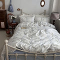 Axyaa Pastoral Blue Jasmine Series 4-Piece Sheet Set, Skin-Friendly & Breathable