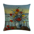 Axyaa Floral Pattern Linen Cushion Cover for Home Sofa, 45x45cm Square Pillowcase
