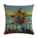Axyaa Floral Pattern Linen Cushion Cover for Home Sofa, 45x45cm Square Pillowcase