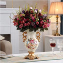Axyaa European Resin Vase with Artificial Flower Figurines for Home & Office Decor