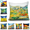 Axyaa Sunflower Starry Sky Oil Painting Polyester Cushion Cover Home Decor Pillowcase