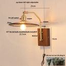 Axyaa Walnut Wood LED Wall Light Fixture Glass Pull Chain Switch