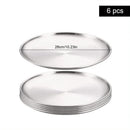 Axyaa Stainless Steel Shallow Tray Round Plate Set of 6