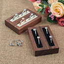 Axyaa Walnut Double-Slot Ring Display Stand Solid Wood Jewelry Storage Plate Counter