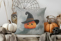 Cute Ghost with Pumpkin Halloween Pillow Cover by Axyaa - For Sofa, Bedroom, Car