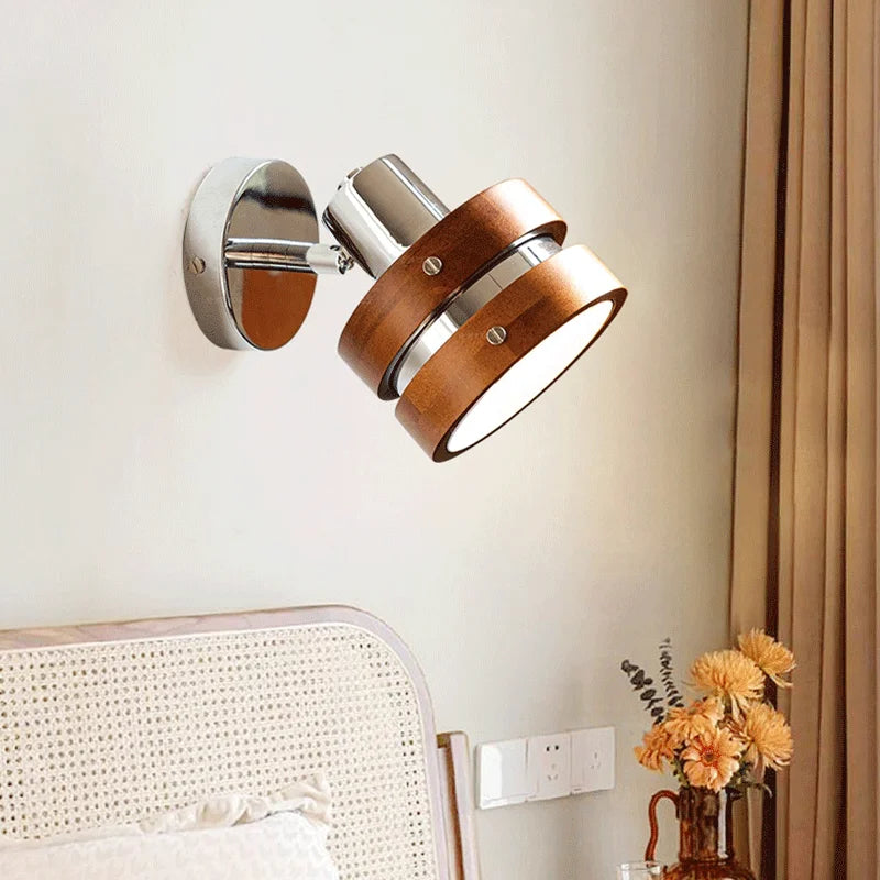 Axyaa Wooden LED Wall Sconce in French Punk Style