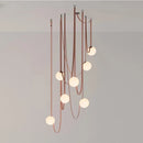 Axyaa Modern Leather Staircase Villa Chandelier Glass Ball Dining Room Lighting