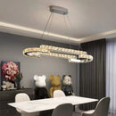 Axyaa Modern K9 Crystal Pendant Lights Chrome Steel Dimmable LED Lamp for Foyer Decor