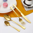 Axyaa 24pc Gold Stainless Steel Cutlery Set - Retro Style for Kitchen & Restaurant