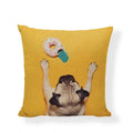 Axyaa Pug Food Print Cushion Cover Decorative Square Pillowcase for Sofa and Car Seat
