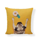 Axyaa Pug Food Print Cushion Cover Decorative Square Pillowcase for Sofa and Car Seat