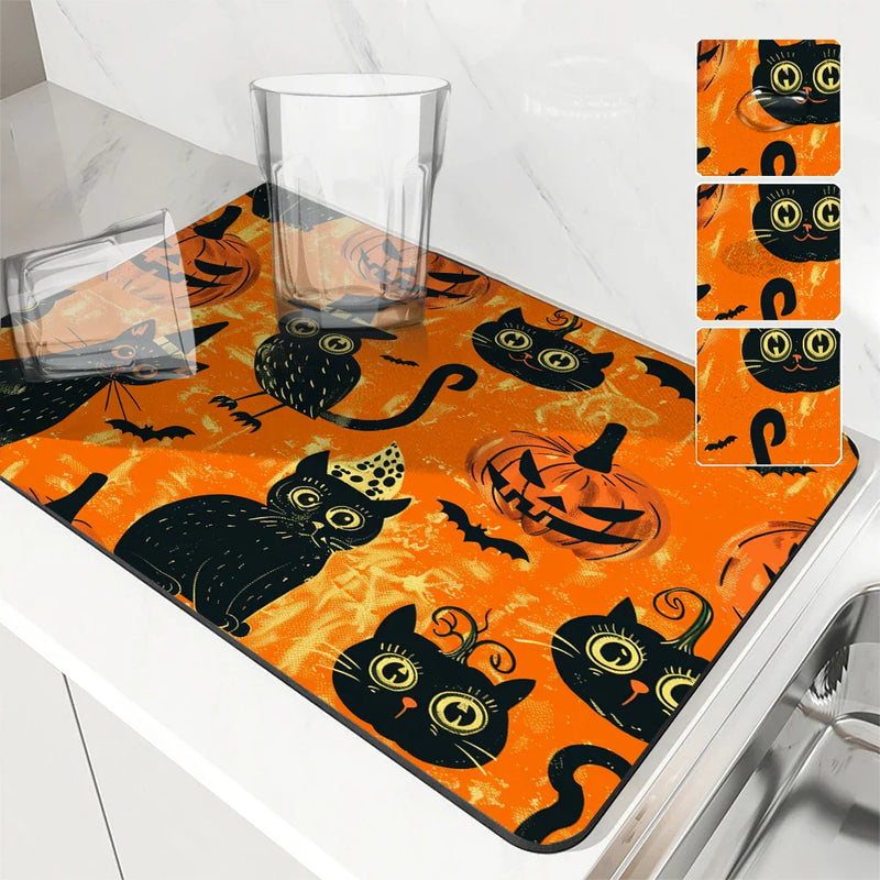 Axyaa Halloween Bat Head Dish Drying Mat
