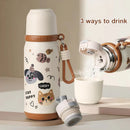 Axyaa Cute Cat Stainless Steel Tumbler with Straw - 500ml Thermal Cup