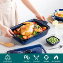 Axyaa Stoneware Casserole Baking Dish with Lid Blue 3.8/1.9 Quart