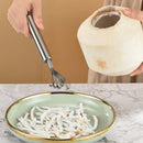 Axyaa Stainless Steel Coconut Opener with Wooden Handle and Rubber Hammer