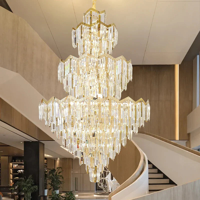 Axyaa European Style Crystal Chandelier for Villa Living Room, Luxury Post-Modern Design