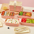 Axyaa 1440ml Double-Layer Bento Lunch Box with Cutlery: Microwave Safe & Portable