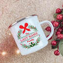 Axyaa Custom Name Wreath Enamel Mug - Christmas Family Party Coffee Wine Cup
