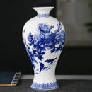 Axyaa Peony Decorated Blue & White Porcelain Vase - High-Quality Fine Bone