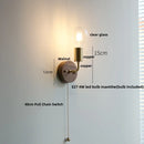 Axyaa Walnut Wood LED Wall Lights Bedroom Reading Lamp Glass Rotate White