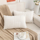 Axyaa Snowflake Velvet White Pillowcase for Sofa, Plush Living Room Cushion Cover