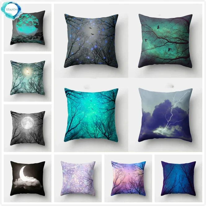 Axyaa Sky Landscape Print Polyester Pillowcase for Home Decor