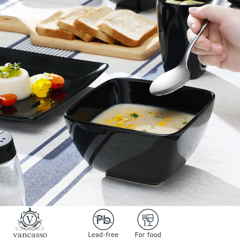 Axya SOHO Black Ceramic Square Dinnerware Set