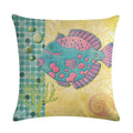Axyaa Cartoon Sea Pattern Cushion Cover 45*45cm Living Room Sofa Decor Pillowcase