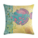 Axyaa Cartoon Sea Pattern Cushion Cover 45*45cm Living Room Sofa Decor Pillowcase