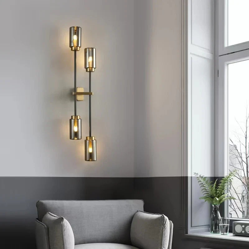 Axya Black Glass Wall Lamp: Modern American Nordic Sconce for Home Decor