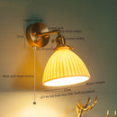 Axyaa Brass Ceramic LED Wall Light Bedside Lamp Modern Copper Arm Nordic style