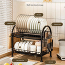 Axyaa Iron Dish Drainer Rack with Utensil Holder | Kitchen Organizer for Dishes & Cutlery