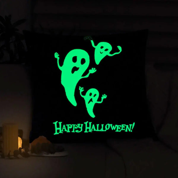 Axyaa Luminous Ghost Print Glow Pillowcase 18x18 Inch Party Decor - Sofa Bed Decoration