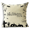 Axyaa Halloween Pumpkin Owl Bat Linen Throw Pillowcase