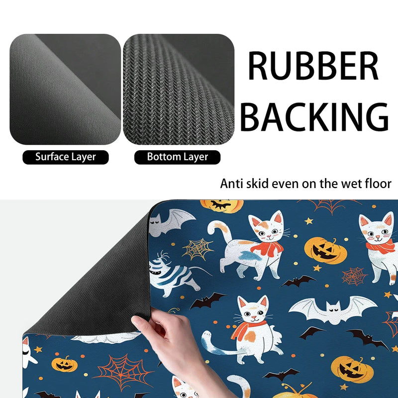 Axyaa Halloween Pumpkin Absorbent Anti-slip Drying Mat for Kitchen and Bathroom