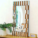 Axyaa Sunburst Silver Tawny Beveled Glass Mirror Rectangular Accent ,Home Décor